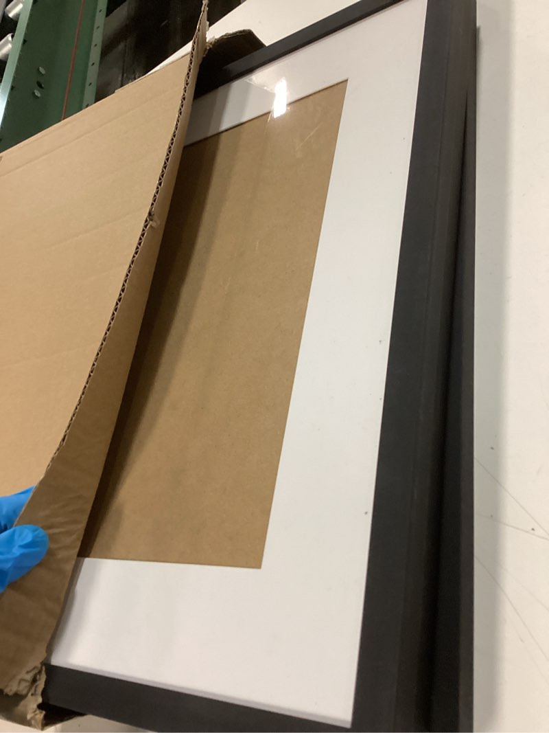 Condition photo showing Good Condition for upsimples 16x16 Picture Frame Set of 3, Made of High Definition Glass for 12x12 with Mat or 16x16 Without Mat, Wall and Tabletop Display Photo Frames, Black Black 16x16
