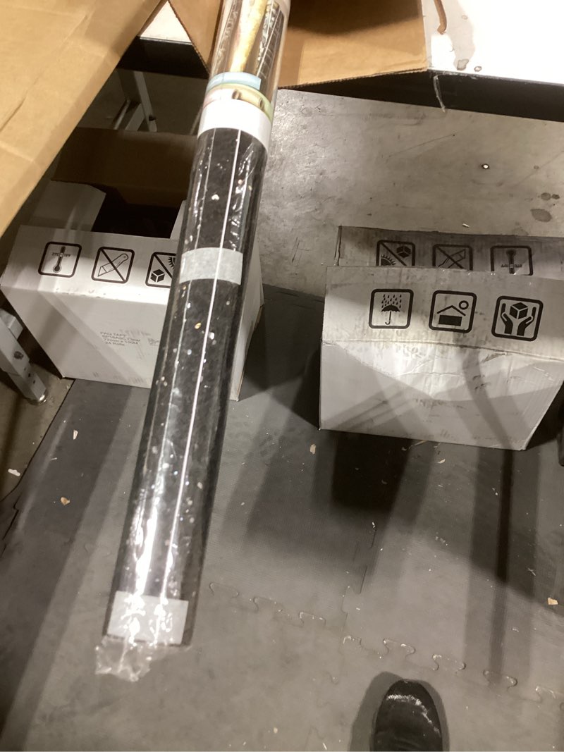 Condition photo showing New/Like New for VEELIKE 118''x32'' Wide Black Galaxy Granite Contact Paper for Countertops Peel and Stick Waterproof Black Marble Countertop Contact Paper Self Adhesive Countertop Vinyl Wrap for Kitchen Bathroom 32" x 118" Black