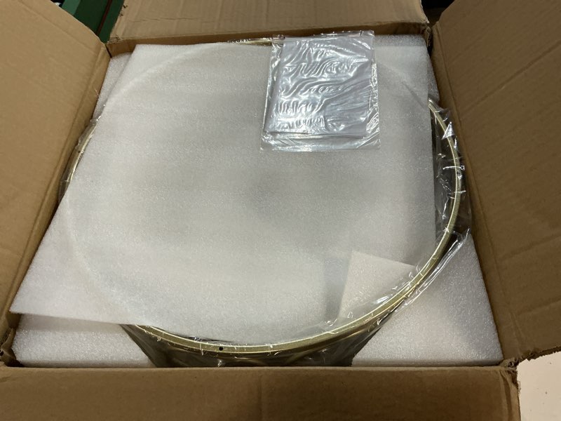 Condition photo showing Good Condition for 5-light chandelier e12 base round 15.2in - gold metal farmhouse lantern pendant light fixture,adjustable hanging ceiling lighting,for kitchen island,entryway,dining room,living room gold round-15.2in