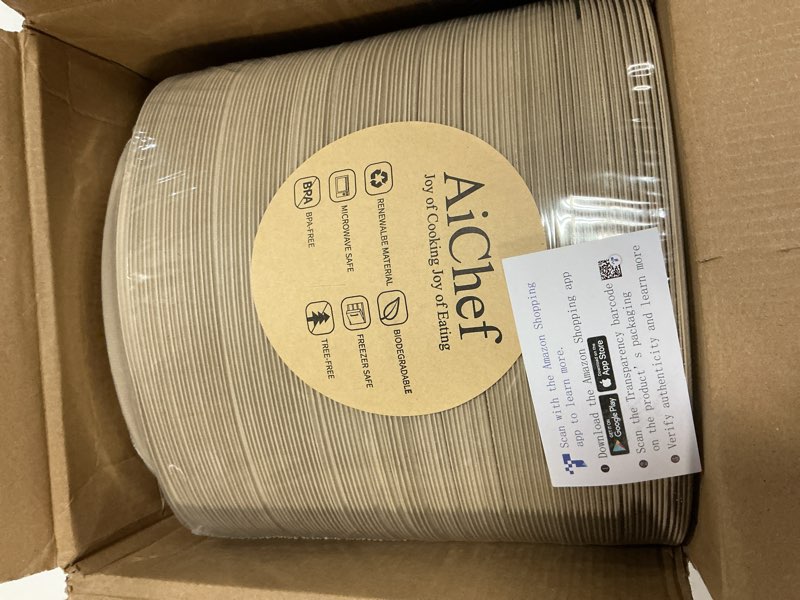 Condition photo showing New/Like New for 28 oz oval paper bowls 100 pack disposable chi-potle style oval bowls for burrito roll, nacho, baked potato, taco salads, nacho potato bar supplies oval 9.69 x 6.22 x 1.65 inch