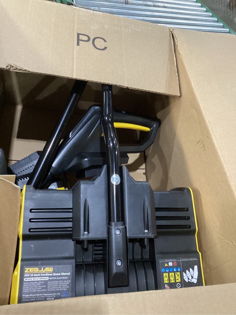 Condition photo showing As Is for ZEGJAW Cordless Snow Shovel, 20V 12-Inch Cordless Snow Blower with LED Light & Directional Plate for