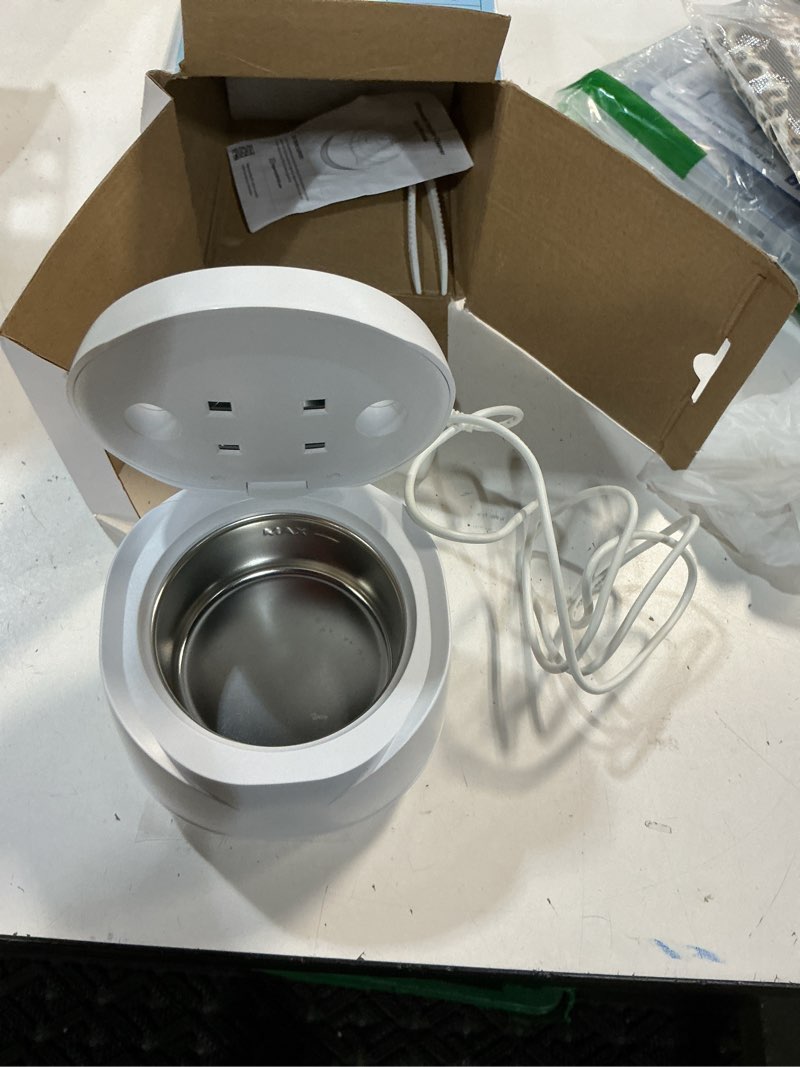 Condition photo showing As Is for dental ultrasonic retainer cleaner machine: 45khz dental cleaning pod with digital timer & 200ml, deep cleaning for dentures, mouth guards, aligners, night guards, braces, toothbrush heads & jewelry white