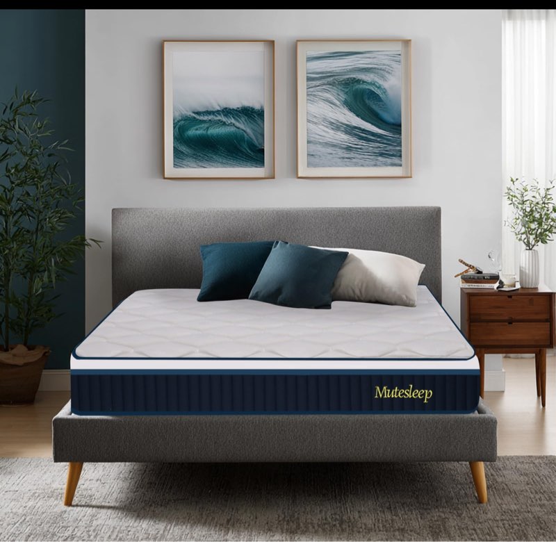 Queen Size Mattress 12 Inch Gray Knitted Fabric Breathable Comfort Individually Wrapped Po