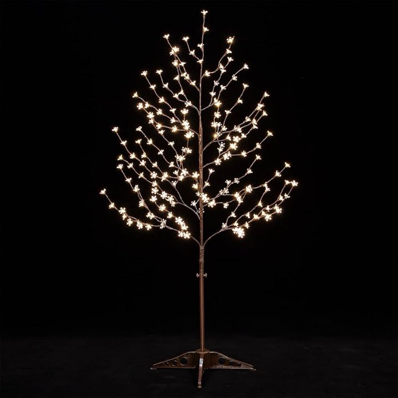 TYBEEU 5ft Lighted Cherry Blossom Tree with 184 Warm White LED Lights for Holiday Decor - Dimmable, 