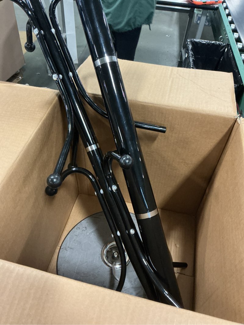 Condition photo showing As Is for Coat Rack with Natural Marble Base, Metal Modern Coat Racks Freestanding, Coat Rack Stand with 12 Hooks, Coat Tree Hats Hanger Stand for Entryway, Hallway (12 Hooks-Black)