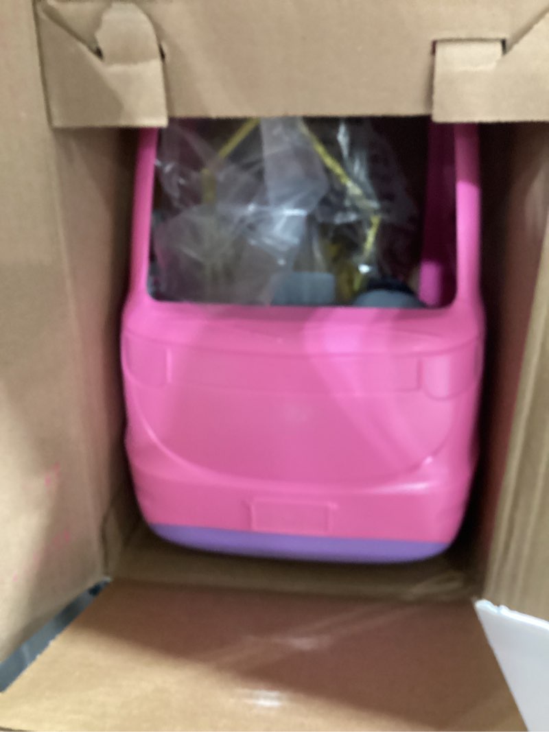 Condition photo showing Good Condition for barbie dream camper new for 2025 playset with roof tent, swing chair, fishing pond, bbq grill with color-change feature & 60+ accessories including dough
