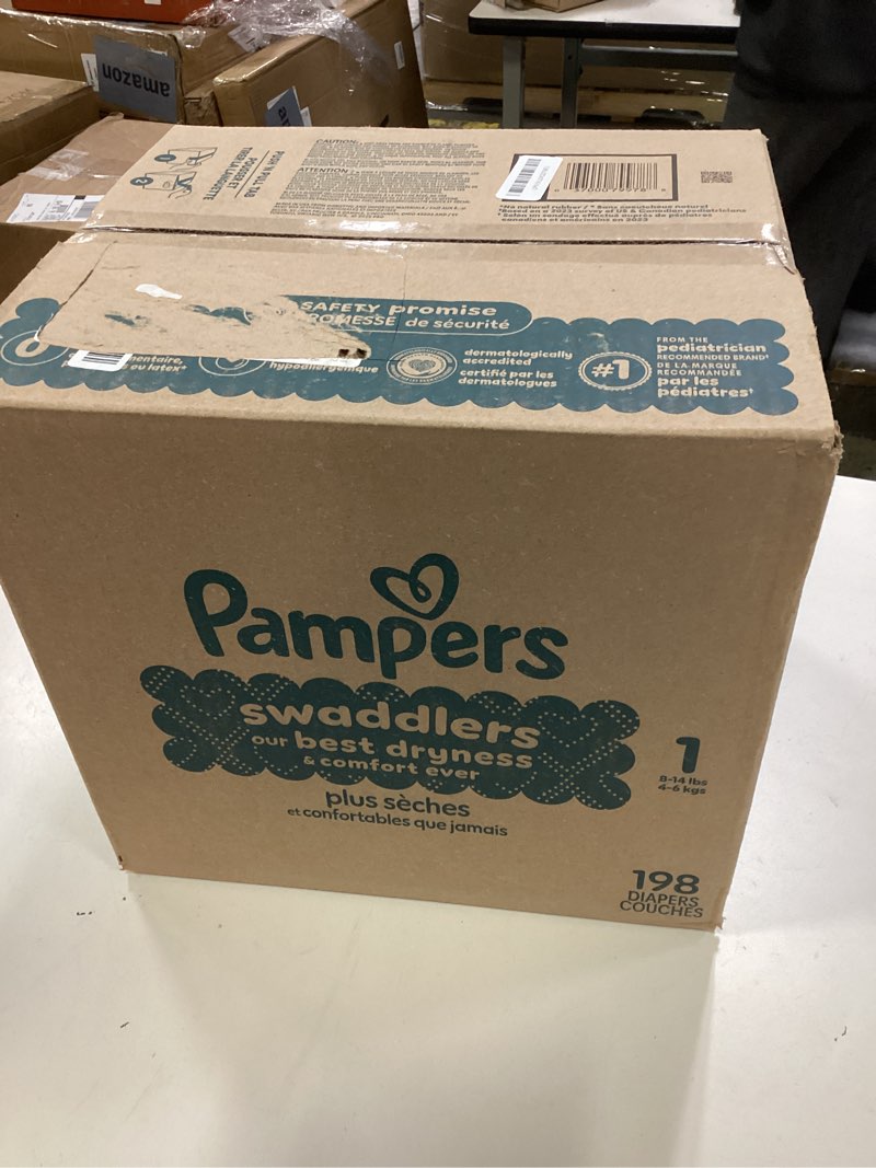 Condition photo showing New/Like New for Pampers Swaddlers Diapers, Size 1 (8-14 lbs), 198 Count, Absorbent, Keeps Baby Dry and Comfortable, Skin Safe Disposable Baby Diaper (Packaging May Vary) Size 1 198