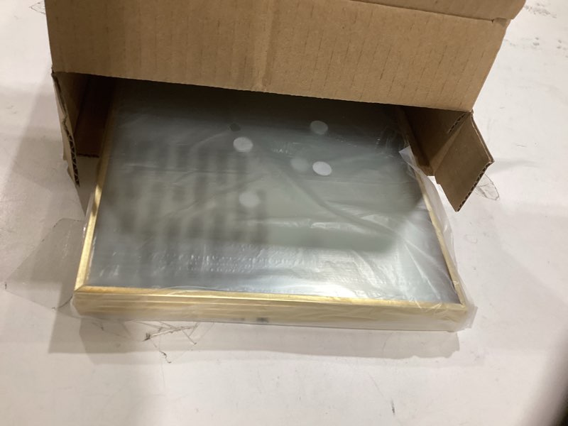 Condition photo showing New/Like New for redhugo double glass picture frame handmade, glass pressed flower frame, hinged brass picture frame tabletop photo frames, dried flower display folding frame for home, square, gold, 6×6 inches 6l" x 6w" gold