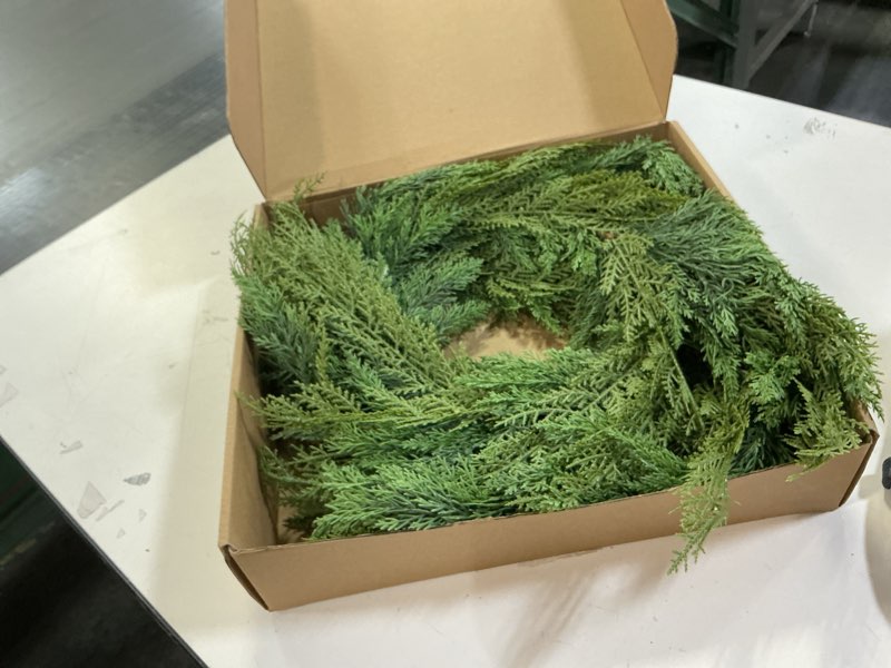 Condition photo showing Good Condition for Bibelot 6 Ft Christmas Norfolk Pine Garland, Real Touch Winter Pine Garland, Artificial Greenery Christmas Decorations for Mantle, Fireplace, Table, Indoor, Outdoor 70in