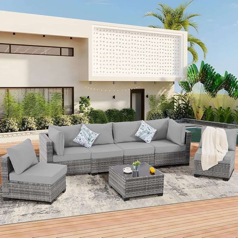 (Incomplete) (similar to stock photo) Two patio corner sofas and one table SKT700-1H-F