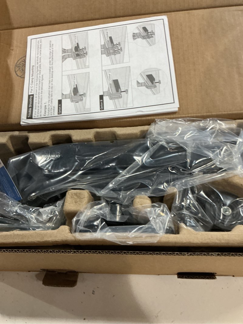 Condition photo showing New/Like New for huanuo flowlift™ single monitor mount, 13 to 32 inch monitor arm, adjustable monitor stand, vesa mount with clamp and grommet base - fits 4.4 to 19.8lbs lcd computer monitors black 13-32 inch