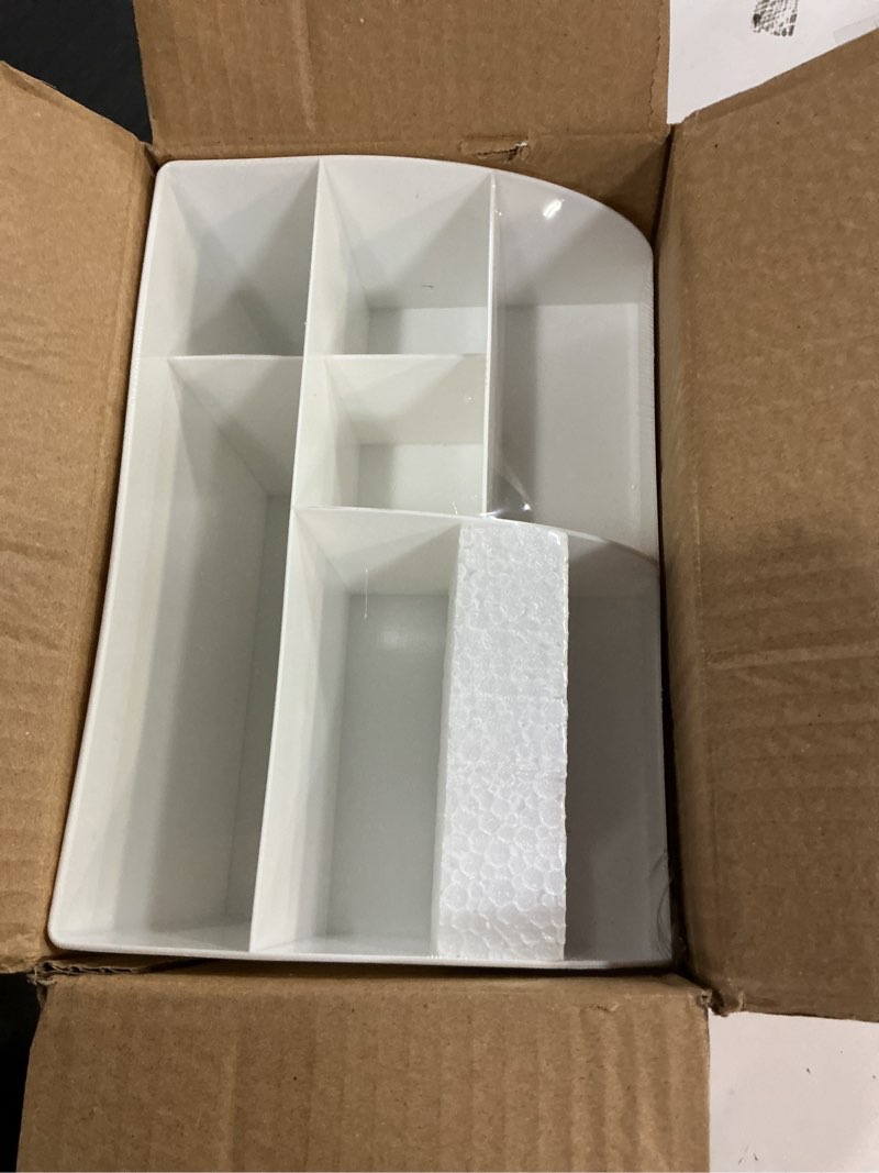 Condition photo showing New/Like New for Makeup Organizer with Drawers, Cosmetic Storage for Dresser Vanity and Bathroom Countertop, Beauty Holder for Lipstick Brush, Skincare Organizer for Vanity, Cosmetic Display Case (White-2P) White-2Pack