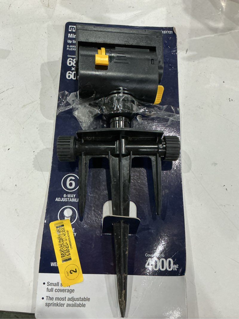 Condition photo showing As Is for melnor minimax 4000-sq ft oscillating spike lawn sprinkler