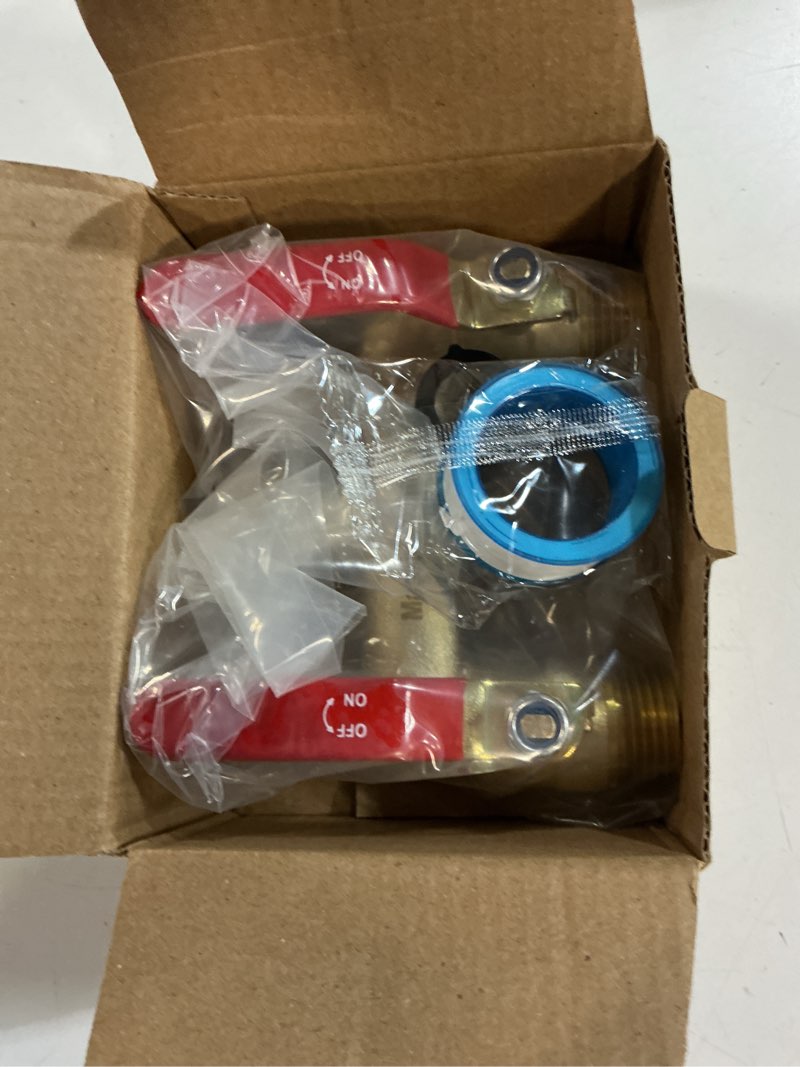 Condition photo showing New/Like New for hose splitter 2 way heavy duty, full flow garden hose splitter with 2 long metal handles, brass rust and freeze resistant water hose bib splitter, t adapter connector with 3/4 - inch ght thread?red?