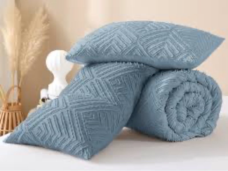 Andency - Juego de edredón azul grisáceo tamaño King, juego de cama y colecciones de 3 piezas, juego de edredón esponjoso para cama King (1 edredón de 104 x 90 pulgadas, 2 fundas de almohada)