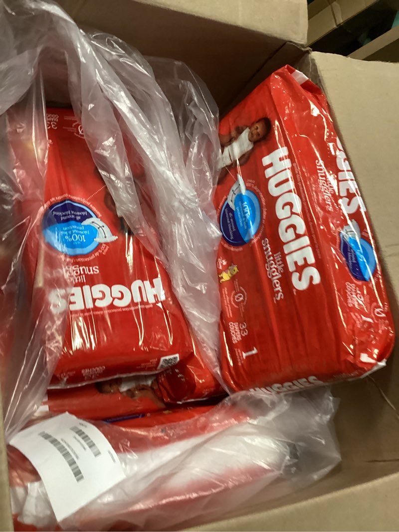 Condition photo showing New/Like New for huggies size 1 diapers, little snugglers diapers, size 1 (8-14 lbs), 198 count (6 packs of 33), packaging may vary size 1 198