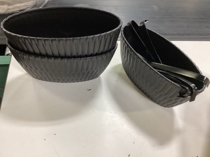 Condition photo showing New/Like New for 9 inch hanging flower pots, 3 pcs black railing fence hanging bucket planter with detachable hooks, countryside window plant holder for outdoor garden yard home decor