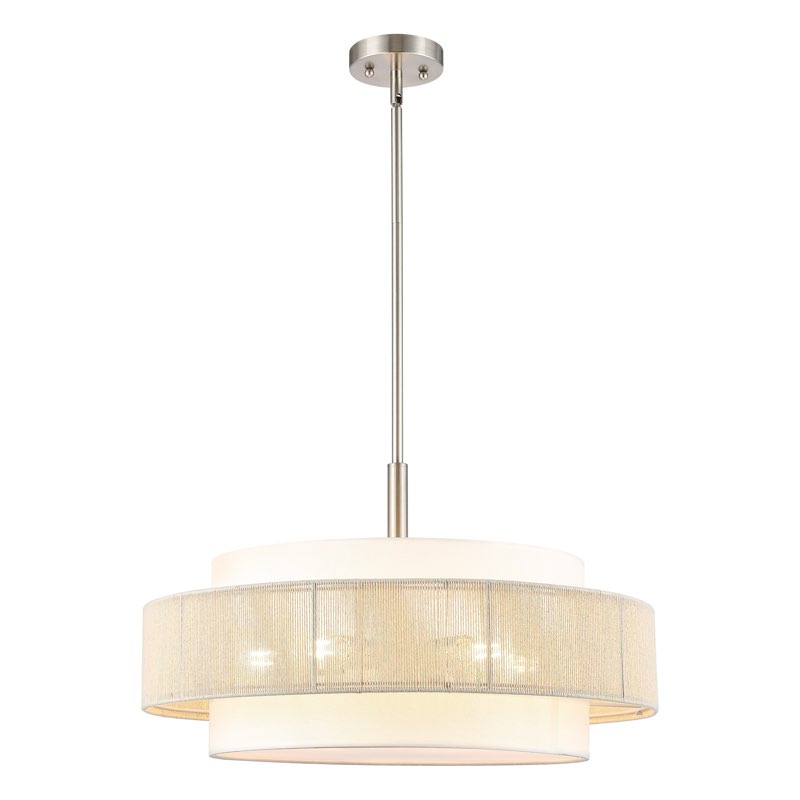 5-Light Double Drum Shaded Chandelier Ceiling Light,