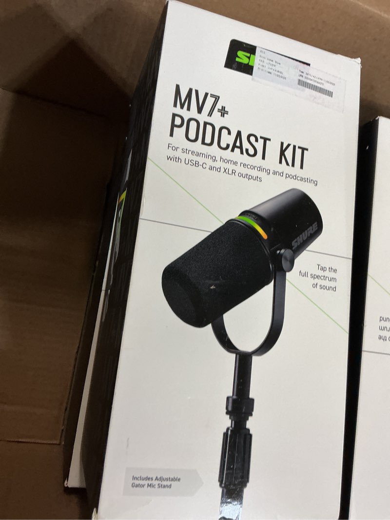 Condition photo showing Good Condition for shure mv7+ podcast dynamic microphone with stand – obs certified, enhanced audio, led panel, usb-c & xlr outputs, auto level mode, digital pop filter – for podcasting, streaming, and recording, black