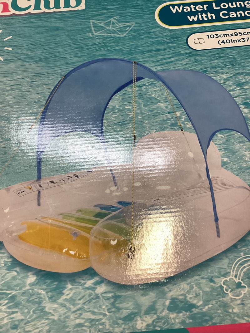 DIMAR GARDEN Pool Float with Canopy, Pool Chair Lounge Raft with Cup Holder, 40" x 37" x 32"