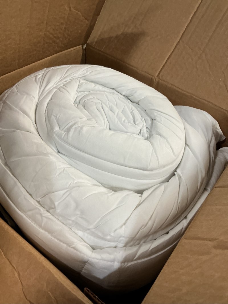 Condition photo showing As Is for Bare Home Comforter Set - Oversized Queen Size - Ultra-Soft - Goose Down Alternative - Premium 1800 Series - All Season Warmth (Oversized Queen, White) Oversized Queen 01 - White