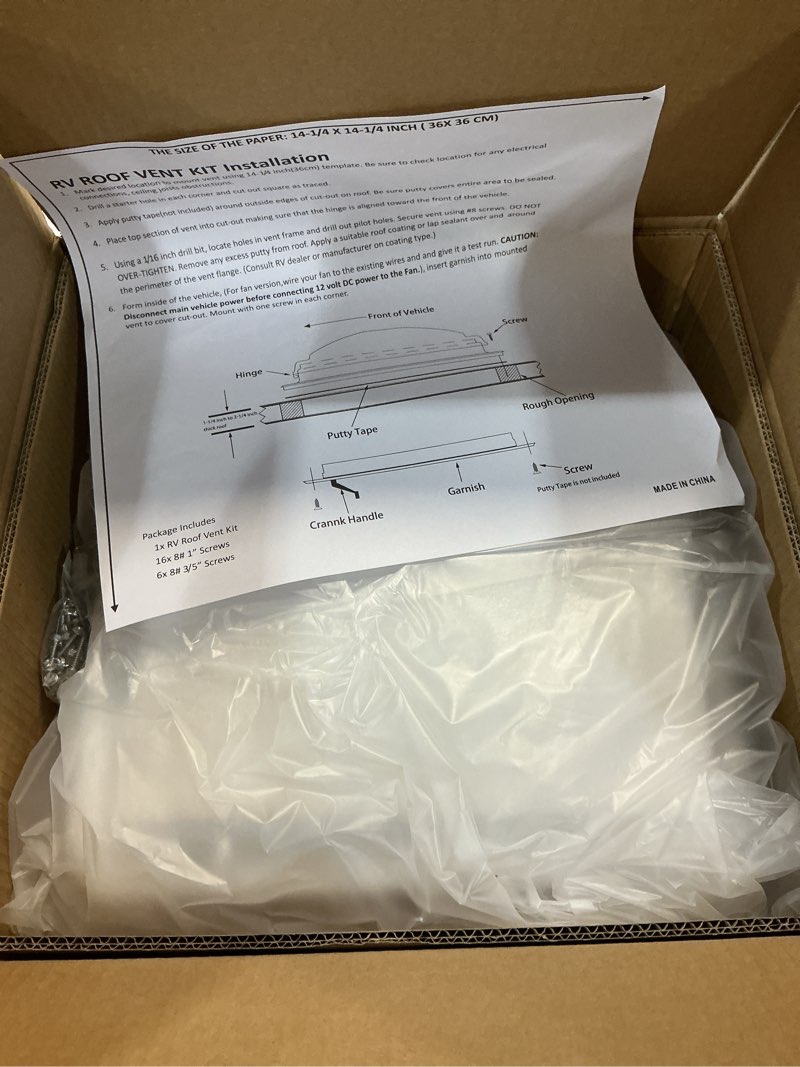 Condition photo showing New/Like New for camp'n 14.5 inch universal rv roof vent for trailer, camper, motorhome - rv vent covers for roof - oem lid replacement (14.5 x 14.5 white 1-pack) 1 vent cover white