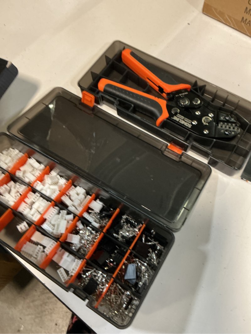 Condition photo showing As Is for someline crimp tool connector kit, jst-xh 2.5mm and dupont 2.54mm connector set, 21 types of connectors, 30-20 awg ratcheting crimper for jst series,kf2510,molex,amp ei series 2.5mm-2.54mm