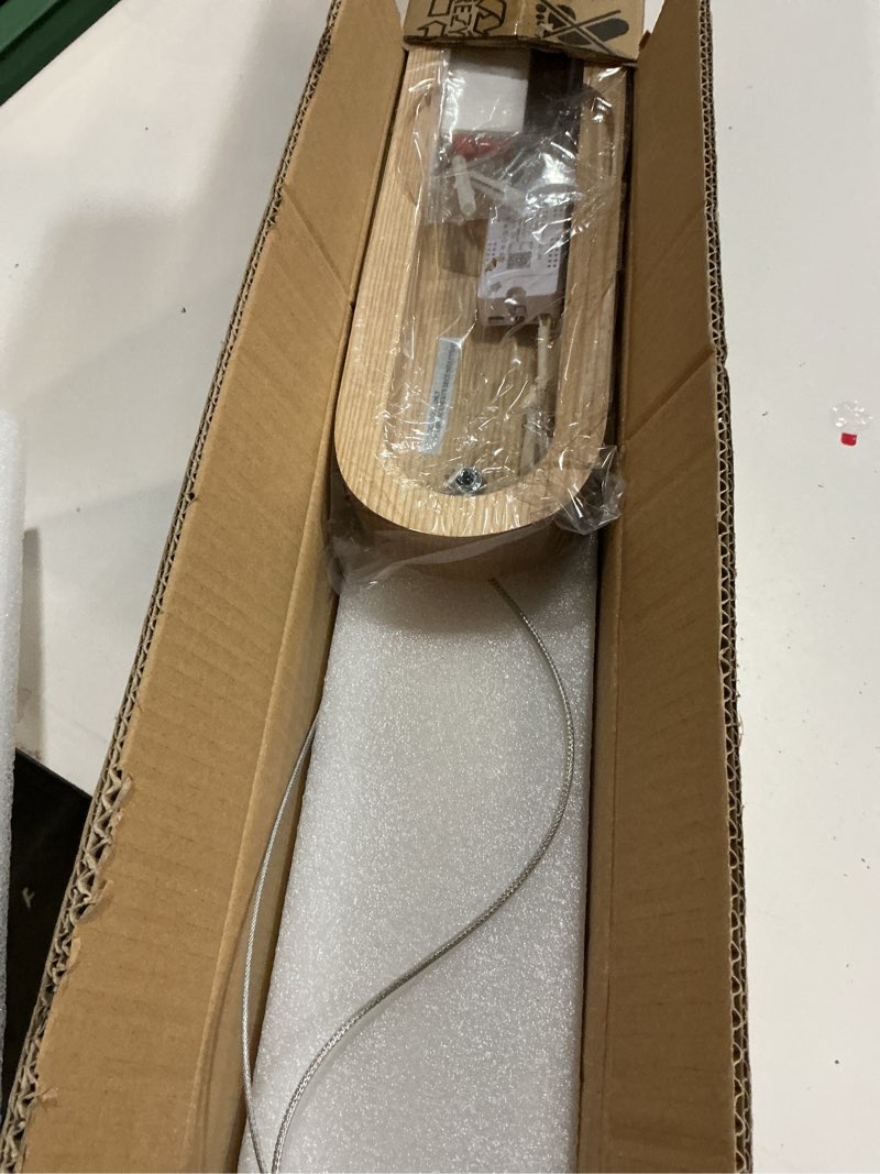 Condition photo showing Good Condition for wooden linear pendant light 47" led pendant light dimmable pool table island lights modern linear chandeliers for dining room kitchen ceiling pendant lamp for dining room billiard room natural natural 47in