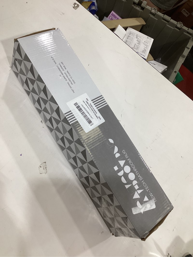 Condition photo showing New/Like New for MontVoo -Bath Mat Rug-Rubber Backing Non Slip Quick Dry Absorbent Thin Bathroom Rugs Fit Under Door-Faux Suede Surface Bathroom Floor Mats-Shower Rug for in Front of Bathtub Shower Gray 17"x59" Grey 59" x 17"