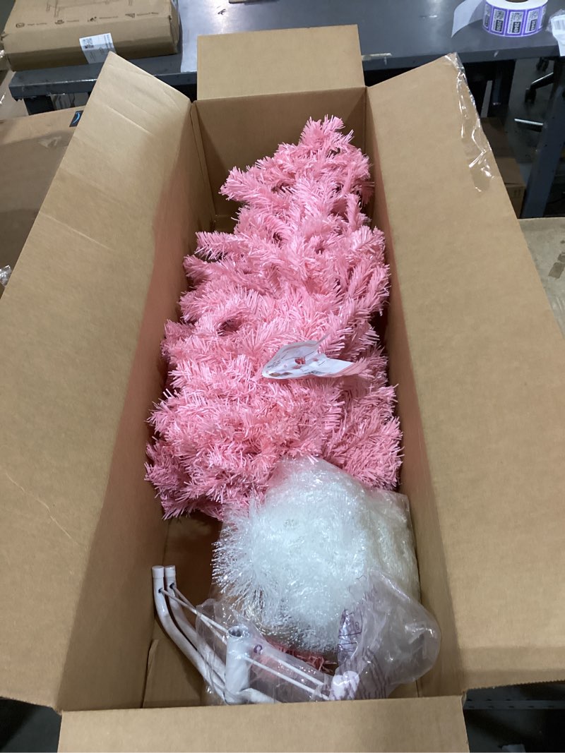 Condition photo showing Good Condition for pink christmas tree, 4ft christmas tree with metal stand, artificial pink tree with 300 branch tips, easy assembly, for indoor outdoor holiday decoration pink2