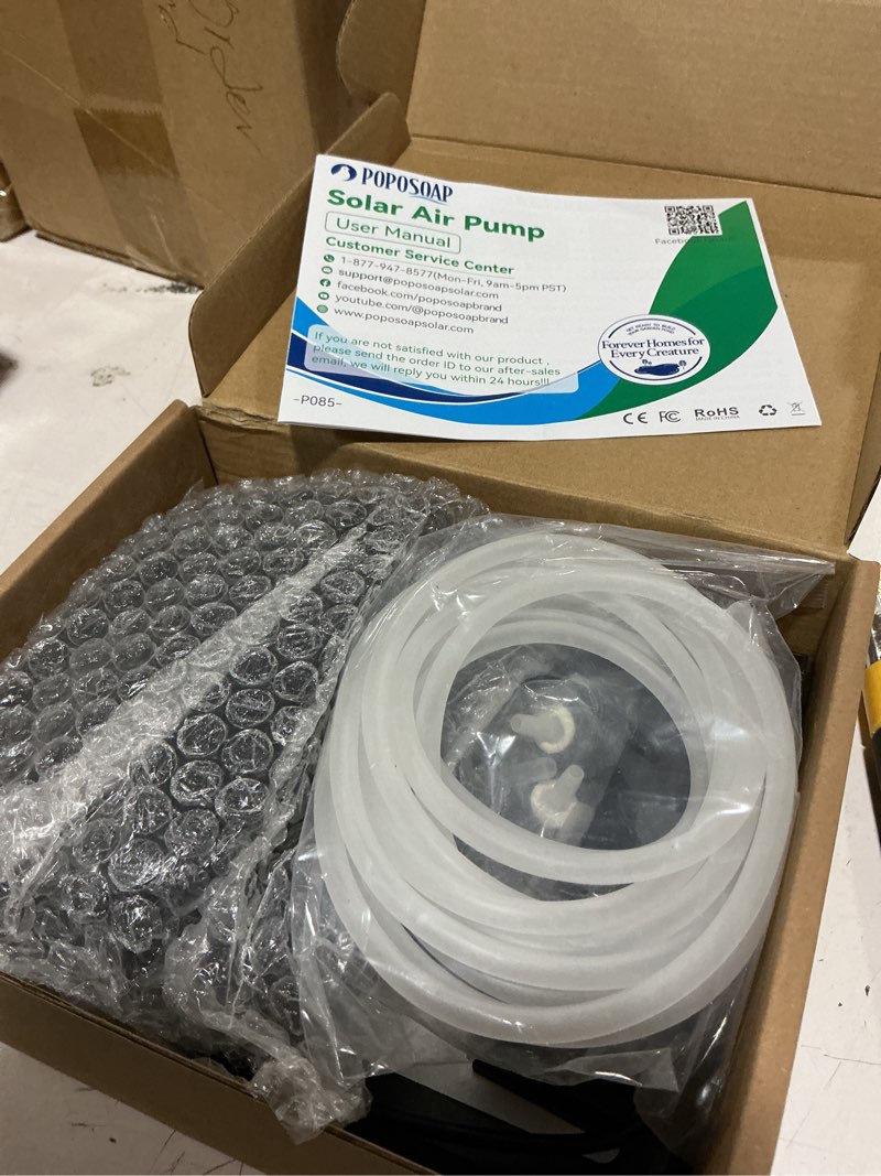 Condition photo showing Good Condition for poposoap 4w solar pond aerator, solar air pump for pond with 2200 mah battery backup, 3 modes & separated solar panel for small outdoor pond fish tank hydroponics p9235