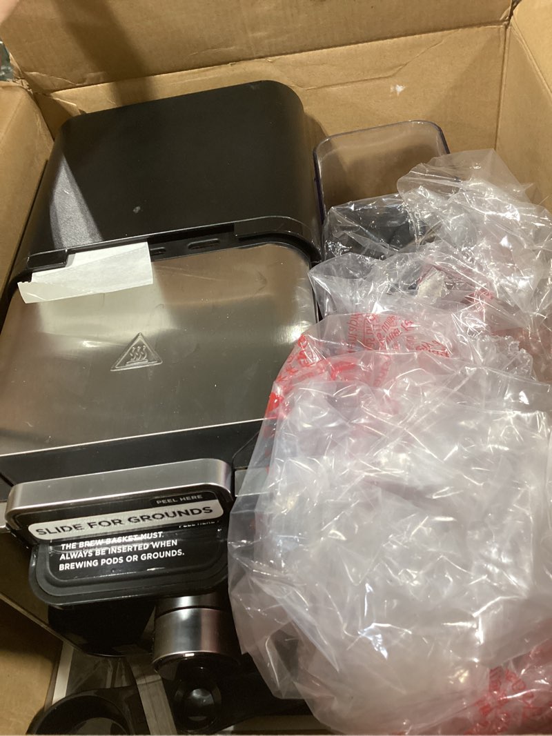 Condition photo showing As Is for Ninja Espresso & Coffee Maker & Barista System, 3 Espresso Brew Styles, Single-Serve Coffee & Nespresso Capsule Compatible, Built-in Frother, Espresso, Cappuccino & Latte Maker, Black, CFN601