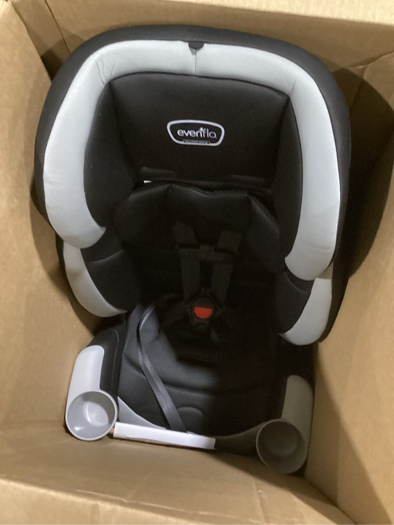 Condition photo showing As Is for evenflo maestro sport booster car seat (granite gray) new evenflo maestro sport booster car seat