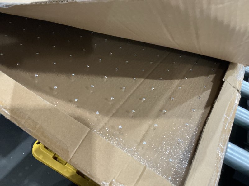 Condition photo showing As Is for kuyal office chair mat for carpet, 32x48 clear heavy duty computer chair mat, under desk protector carpeted floors mat, easy chair movement,ship flat 32" x 48" clear