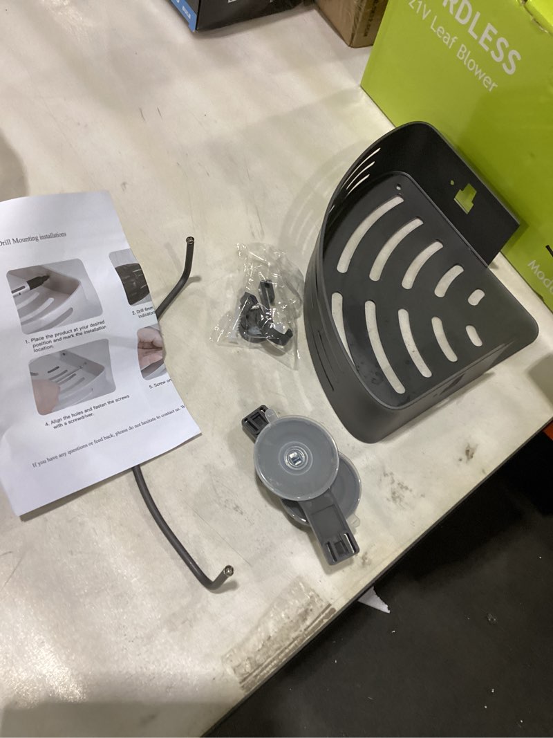 Condition photo showing As Is for VOLPONE Shower Caddy Corner Suction Cup Shower Shelf Corner No Drilling Bathroom Shower Organizer Storage Rack Adhesive (1-Pack, gray) Suction Cup Triangle with Towel bar 1 Tier Gray