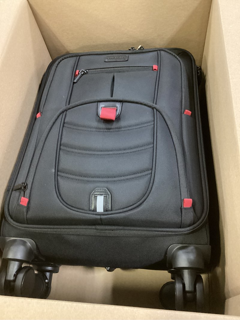 Condition photo showing Good Condition for carry on luggage 22x14x9 airline approved, 22-inch suitcases with spinner wheels, softside carry-on luggage with tsa lock for men women business trip, lightweight large capacity luggage for travel 22 inch_carry on black