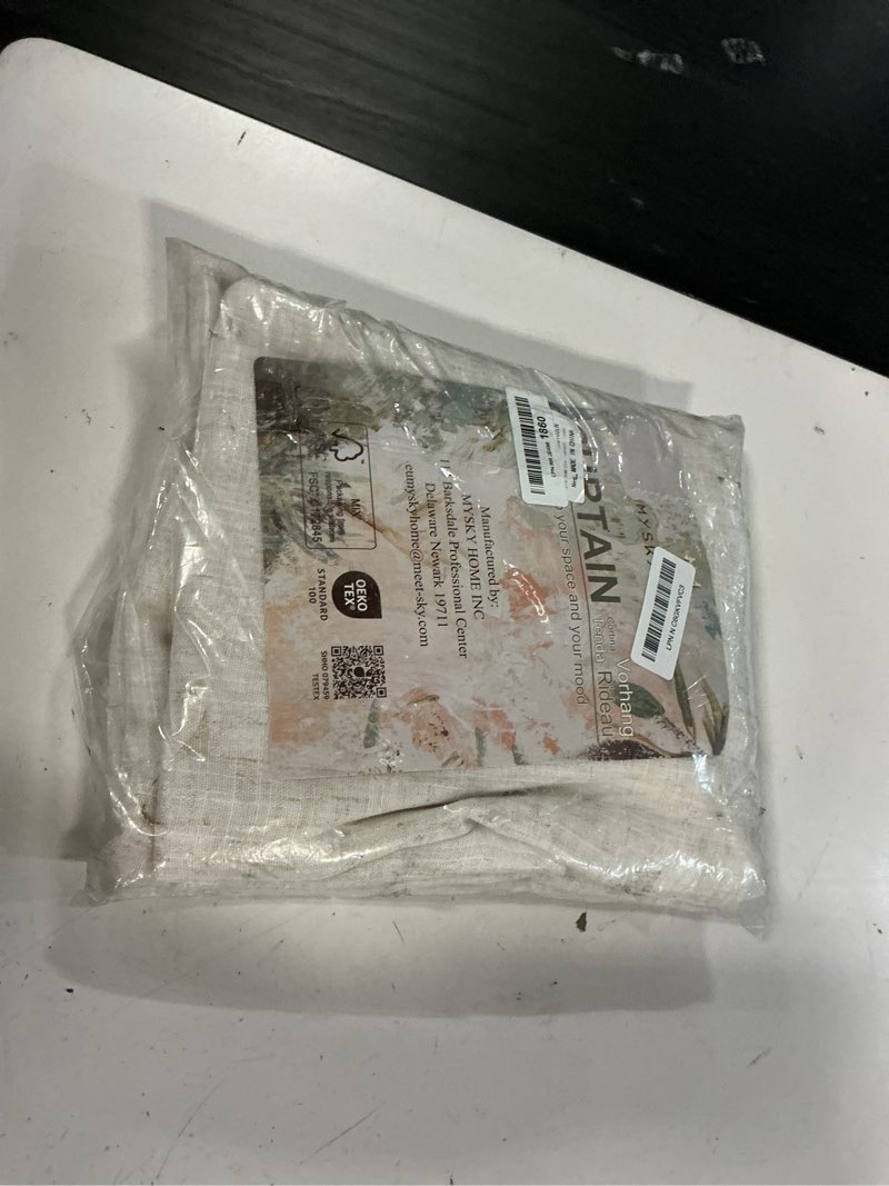 Condition photo showing New/Like New for miulee natural white linen curtains 102 inch length 2 panels for bedroom living room, soft thick linen textured window drapes semi sheer light filtering back tab rod pocket burlap look decor 52"w x 102"l (pack of 2) natural linen white