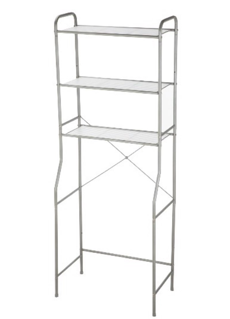 mainstays over-the-toilet 3-shelf steel storage unit with liners satin nickel