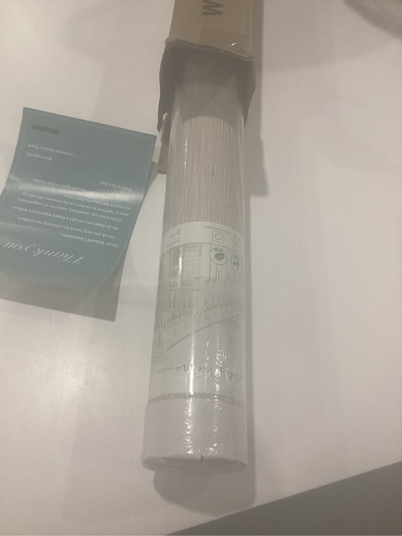 Condition photo showing New/Like New for haimin grasscloth wallpaper peel and stick 20.9in x 393in fabric contact paper wall paper textured wallpaper horizontal stripes look self-adhesive thick vinyl embossed (beige)