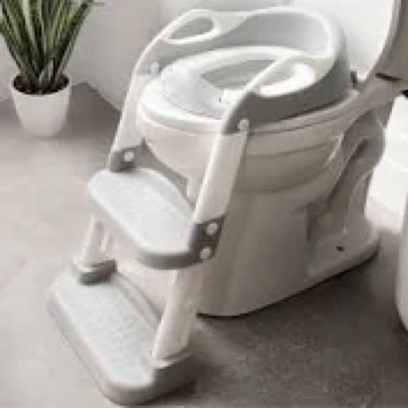Jool Baby Potty Training Seat with 2 Step Ladder for Toddlers - Splash Guard, Adjustable Height (Gray)