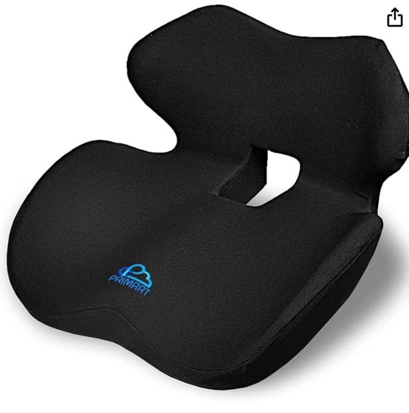 ergonomic memory foam seat cushion for office chair, car seat, gaming chair, dining chair| sciatica, tailbone & coccyx pain and pressure relief | lumbar & back support | orthopedic design
