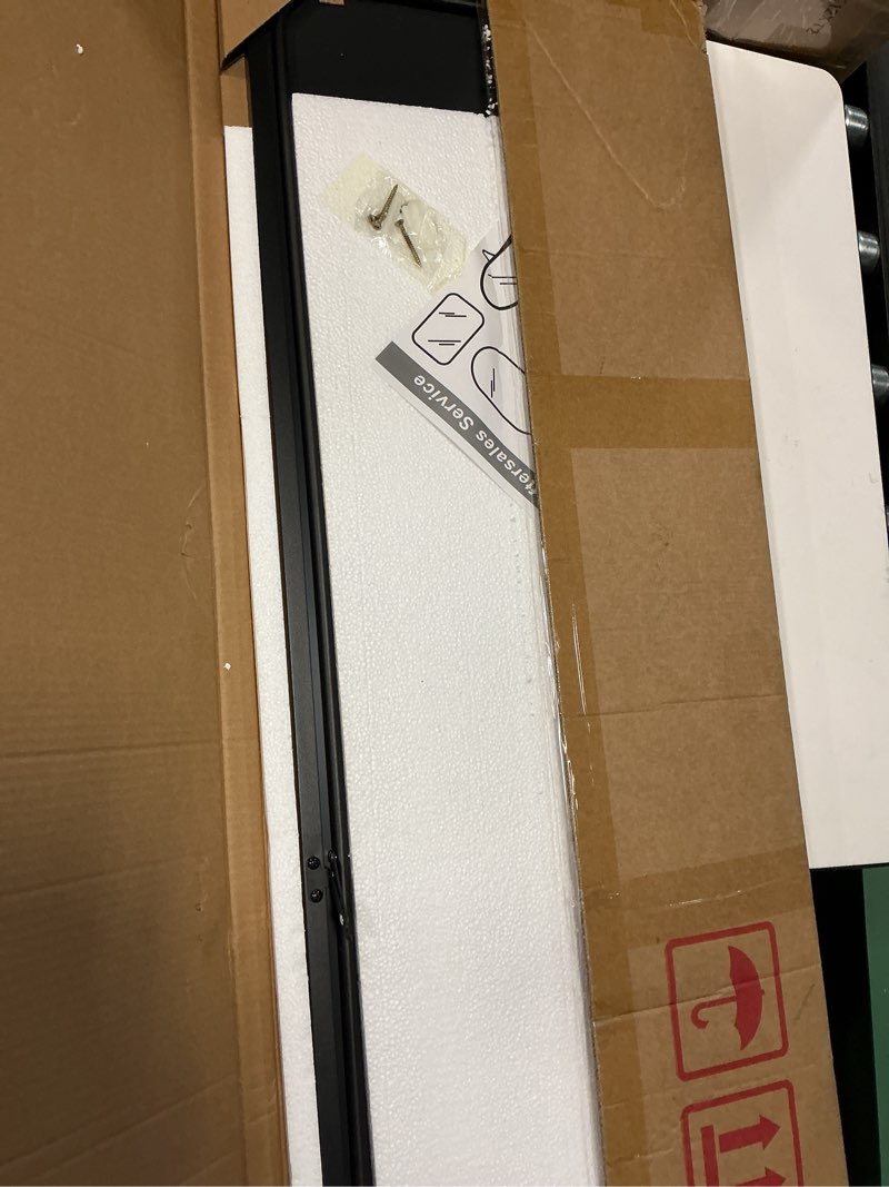 Condition photo showing New/Like New for delma arched mirror full length,standing mirror full body,large floor with stand for wall entryway door bedroom bathroom living room black frame 56"l x 15"w