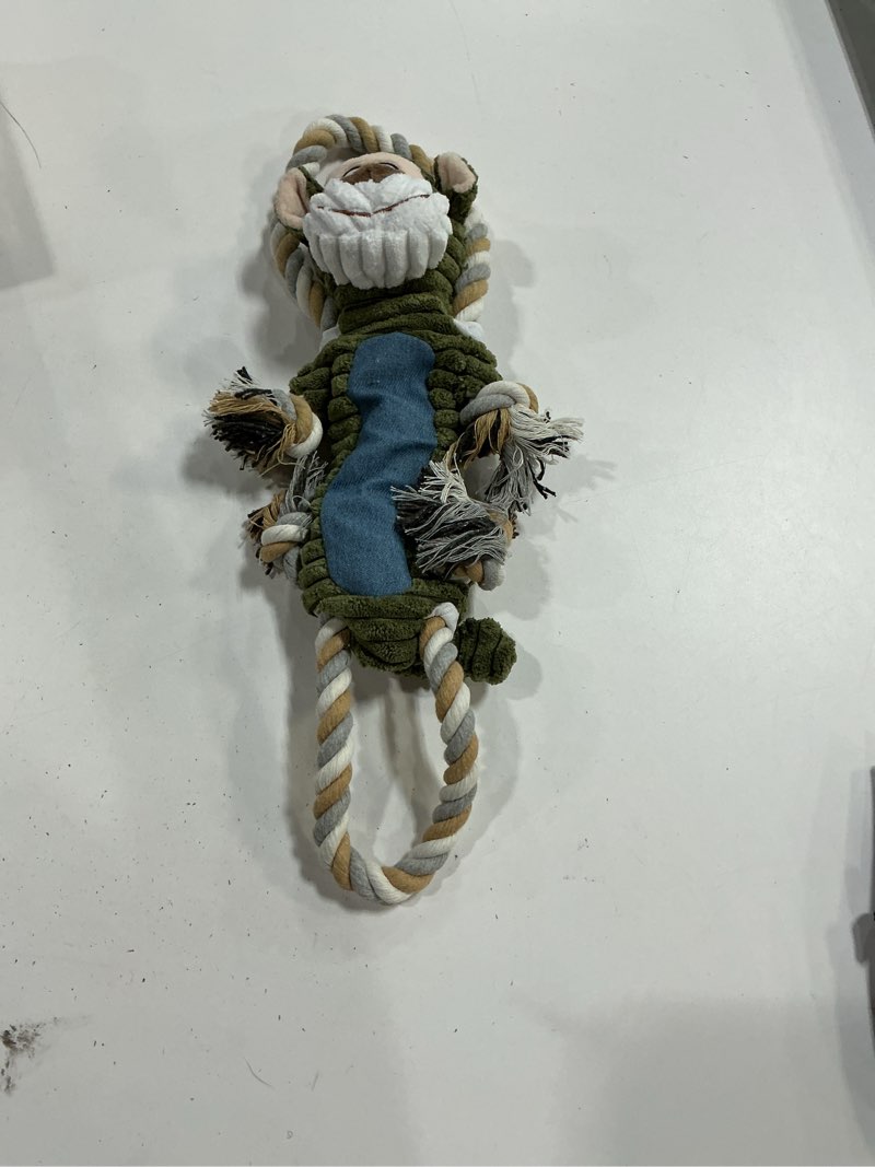 Condition photo showing Good Condition for buypow funny plush dog chew toys, squeaky dog toys, interactive tug of war puppy toys, stuffed dog toys for small, medium and large dogs - monkey