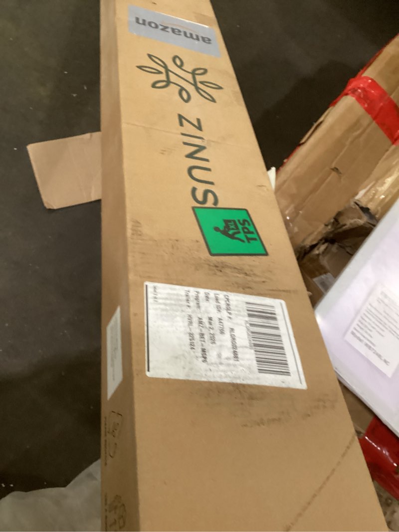 Condition photo showing As Is for Zinus Compack Vertical Wood Slats, Fabric Covered Bunkie Board, Box Spring Replacement, No Assembly Required, Natural, King King Slats