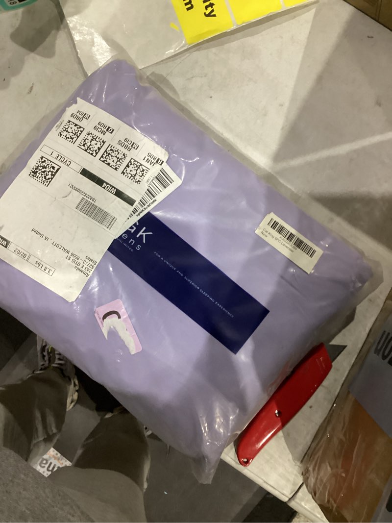 Condition photo showing New/Like New for Cal King 6 Piece Sheet Set - Comfy Breathable & Cooling - Ultra-Soft Hotel Luxury Bedding Set w/ 8-16 Inch Deep Pockets - 1 Flat & 1 Fitted Sheet & 4 Pillowcases - Wrinkle Free & Easy Care - Lavender 35 - Lavender California King