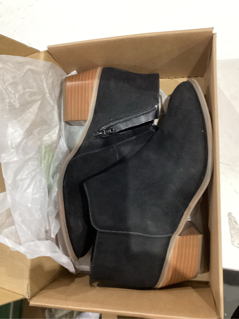 Condition photo showing Good Condition for Amazon Essentials Women's Ankle Boots 8 Black Microsuede