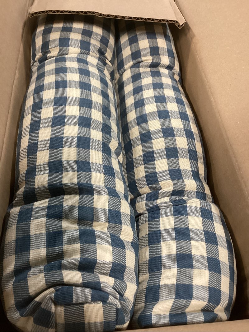Condition photo showing Good Condition for klear vu gripper overstuffed universal non-slip dining chair cushions for kitchen decor or office use, u-shaped skid-proof seat pad, 15x15 inches, 2 count (pack of 1), gingham blue 2 count (pack of 1) gingham blue