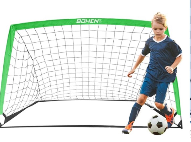 BOHEN 11x5.5 FT/9x5 FT/6x4 FT Portable Metal Soccer Goal for Backyard with Carry Bag - Fun for Outdoor Indoor Training Games for Kids and Adult, Easy Storage and Transportation