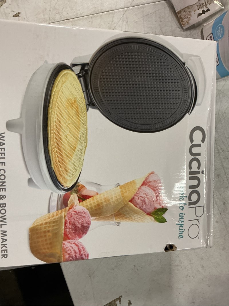 Waffle Cone & Ice Cream Bowl Maker- Cup Press & Shaper Roller- 8" PFAS Free Plates, Electric Non-sti