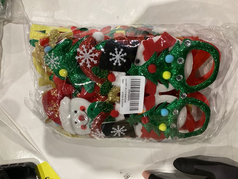 Condition photo showing New/Like New for 12PCS Christmas Glasses, Glitter Holiday Party Glasses, Christmas Tree Hanging Ornaments Decoration Accessories Photo Booth Props, Santa Eyeglasses Frames for Christmas Parties Holiday Favors